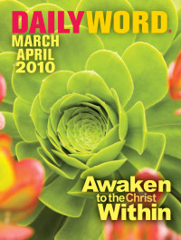 A green flower with the words " awaken to christ within ".
